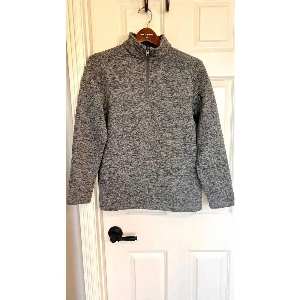 Land’s End Outfitters Men’s Medium Gray 1/4 Zip Fleece‎ Lined Pullover Sweater